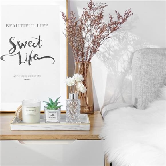 Bathroom Vanity Tray, 11" Marble Ceramic Bathroom Trays for Counter - Picture 2 of 14